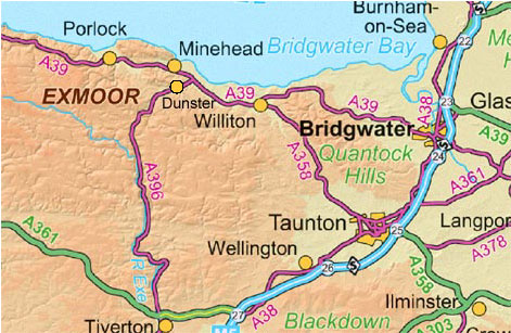 Location map for Dunster